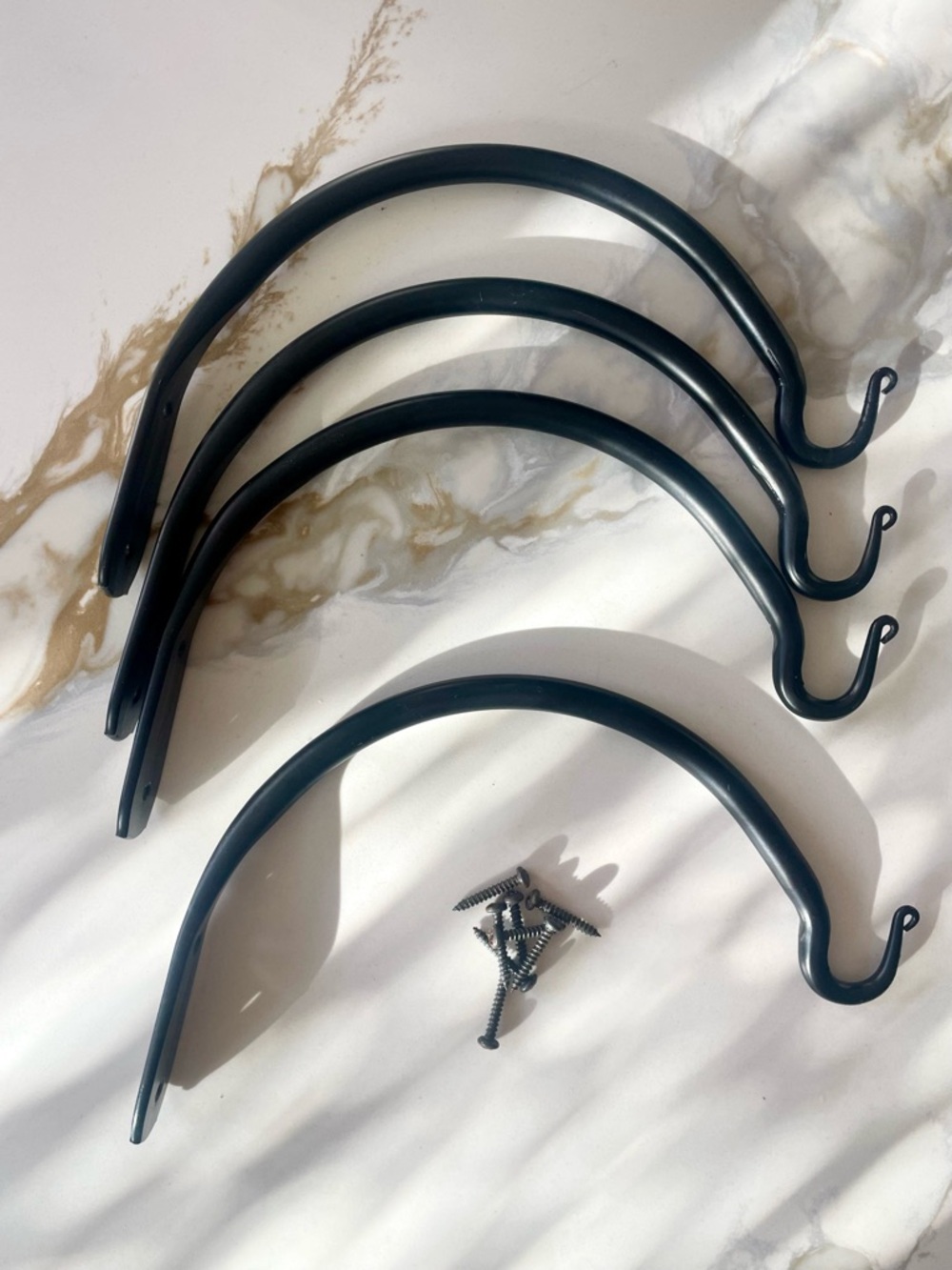 SET OF 4 Modern Matte Black Iron Wall Hooks